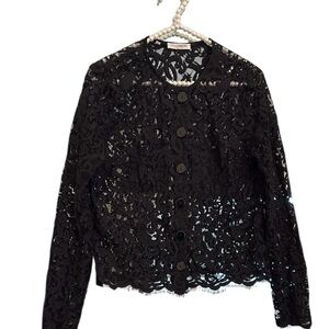 Black Lace Button-Up Top NARACAMICIE